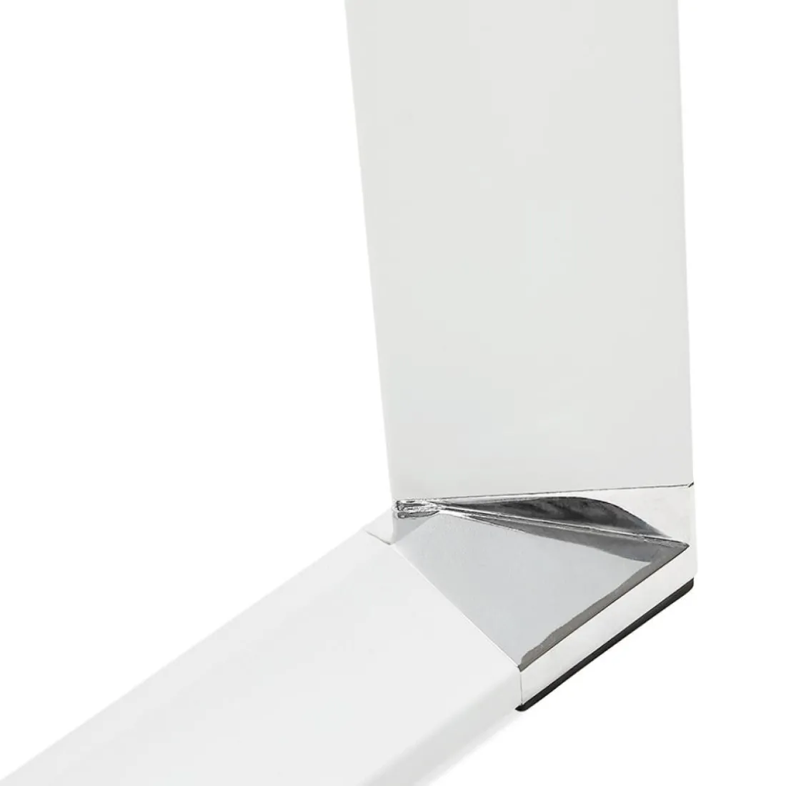 Petit bureau droit design 'XLINE' en bois finition naturelle et métal blanc