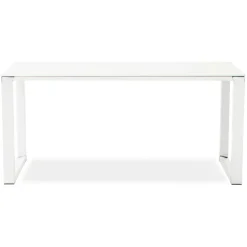 Petit bureau droit design 'XLINE' en verre blanc