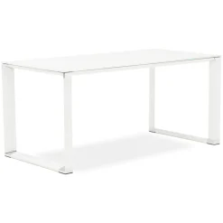 Petit bureau droit design 'XLINE' en verre blanc