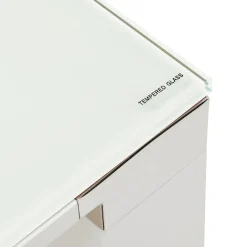 Petit bureau droit design 'XLINE' en verre blanc