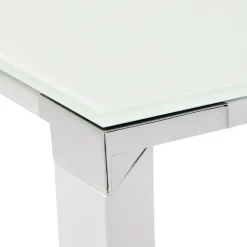 Petit bureau droit design 'XLINE' en verre blanc