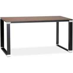 Petit bureau droit design 'XLINE' en bois finition Noyer et métal noir