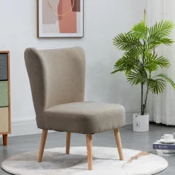 Petit fauteuil en bois massif et en tissu Marron de Style Scandinave