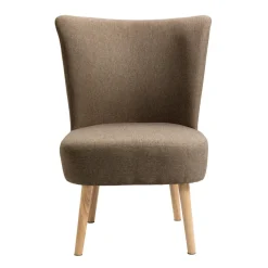 Petit fauteuil en bois massif et en tissu Marron de Style Scandinave
