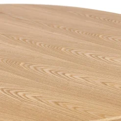 Petite table à diner 'BASTILLE' ronde en bois finition naturelle et fonte blanche