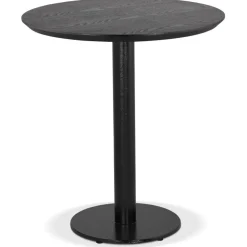 Petite table à diner 'BASTILLE' ronde en bois et fonte noire