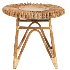 Petite table ronde en rotin cane