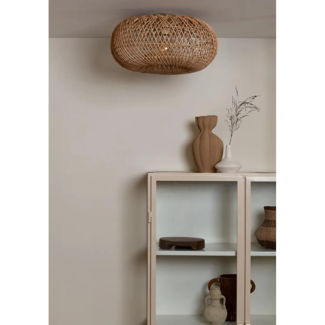 Plafonnier Arizona Rotin abat-jour naturel