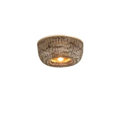 Plafonnier Barbados bambou abat-jour demi-rond naturel-marron