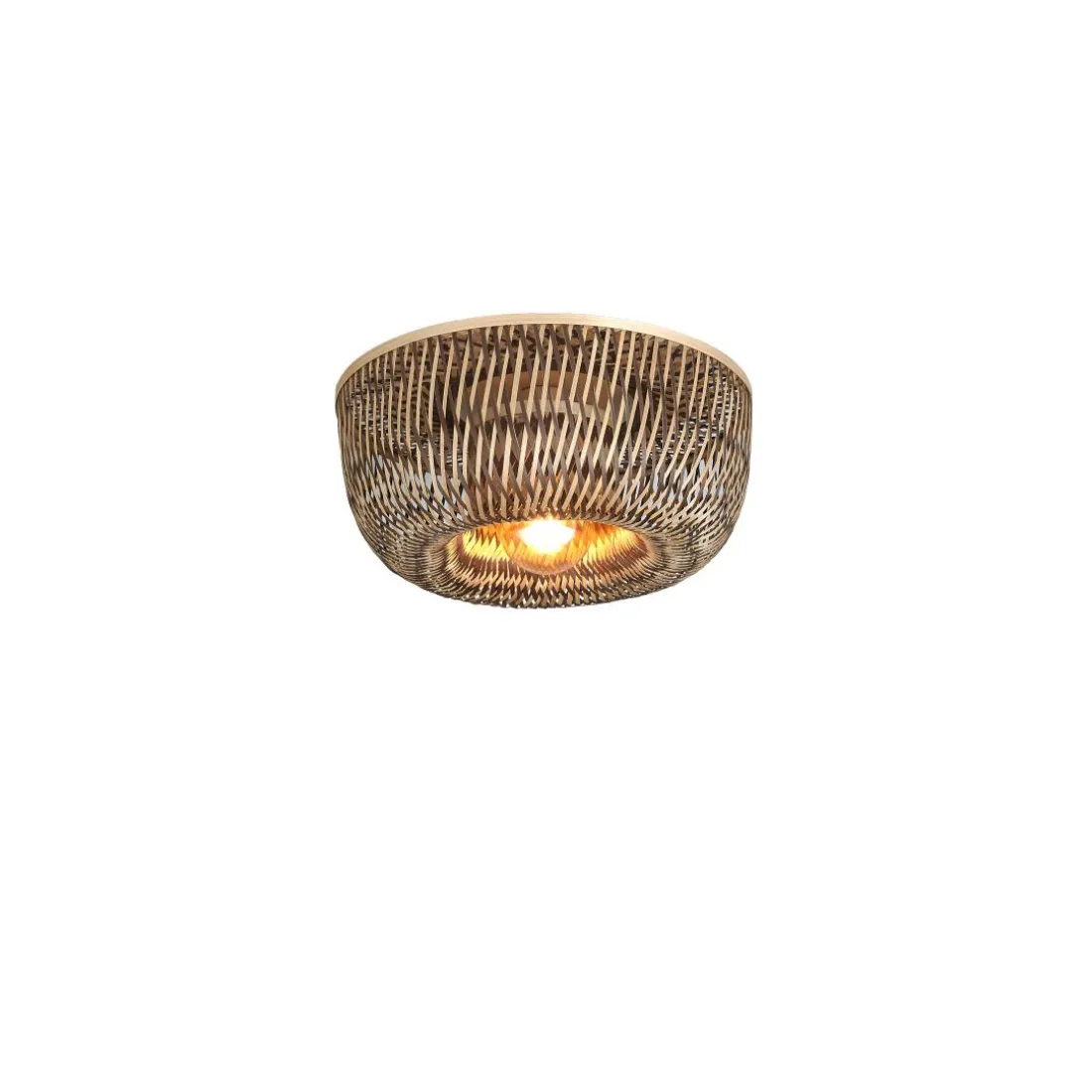 Plafonnier Barbados bambou abat-jour demi-rond naturel-marron