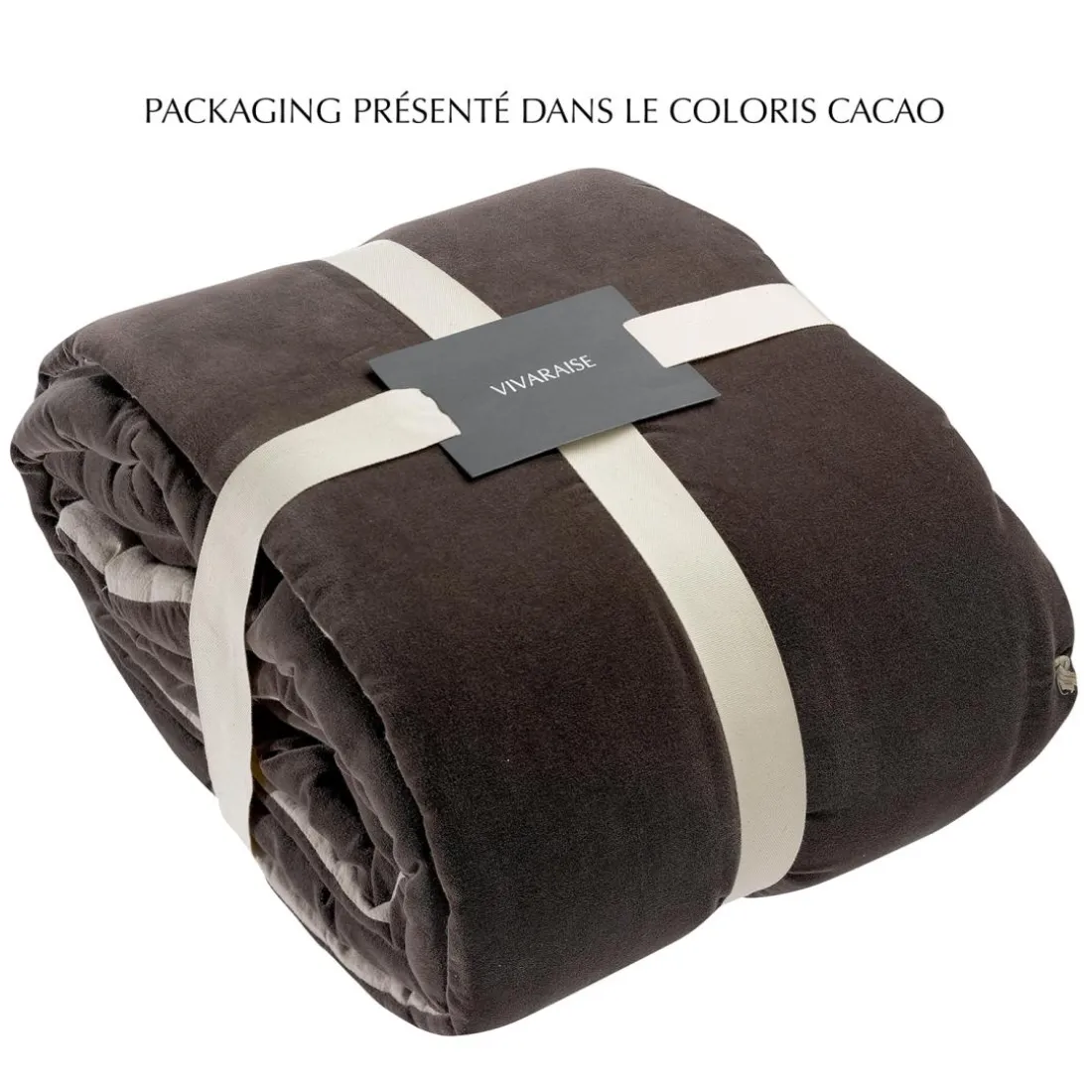 Plaid à points noués Élise – Craie – 140 x 200 cm