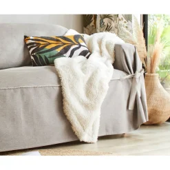 Plaid AME. MOUTON Blanc écru