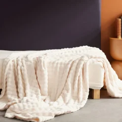 Plaid Damier en Polyester 130 x 180 MATCHA + MOKA Creme