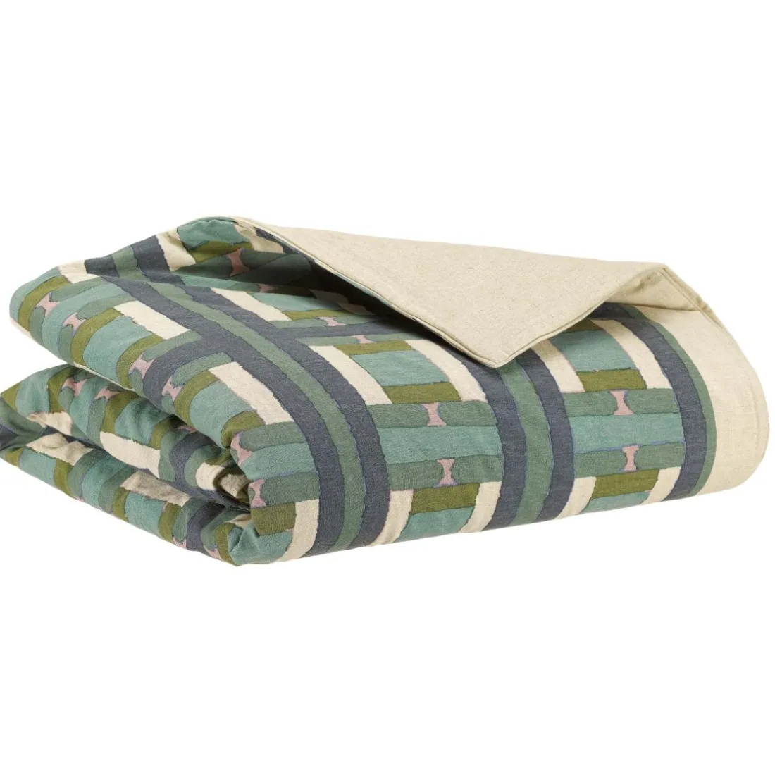 Plaid imprimé Taho Vert de gris 135 x 200