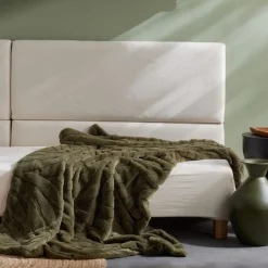 Plaid Jacquard550g/m² en Polyester 130 x 180 MATCHA Matcha