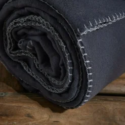 Plaid Polaire en Polyester 220 x 240 BIEN AU CHAUD Fusain