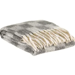 Plaid recyclé Isabel damier Ardoise 130 x 160