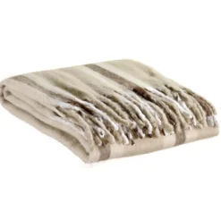 Plaid recyclé Isabel rayé Nuage 130 x 160