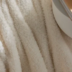 Plaid Teddy en Polyester 130 x 180 MATCHA + MOKA Creme