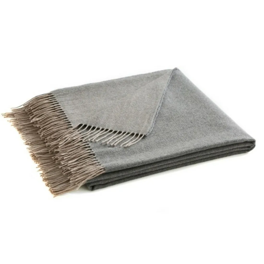 Plaid uni laine vierge mérinos Katmandou Blanc Des Vosges - Gris Anthracite