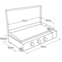 Plancha gaz à poser FINESTA 3 Brûleurs