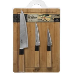 Planche à découper avec couteaux en bambou