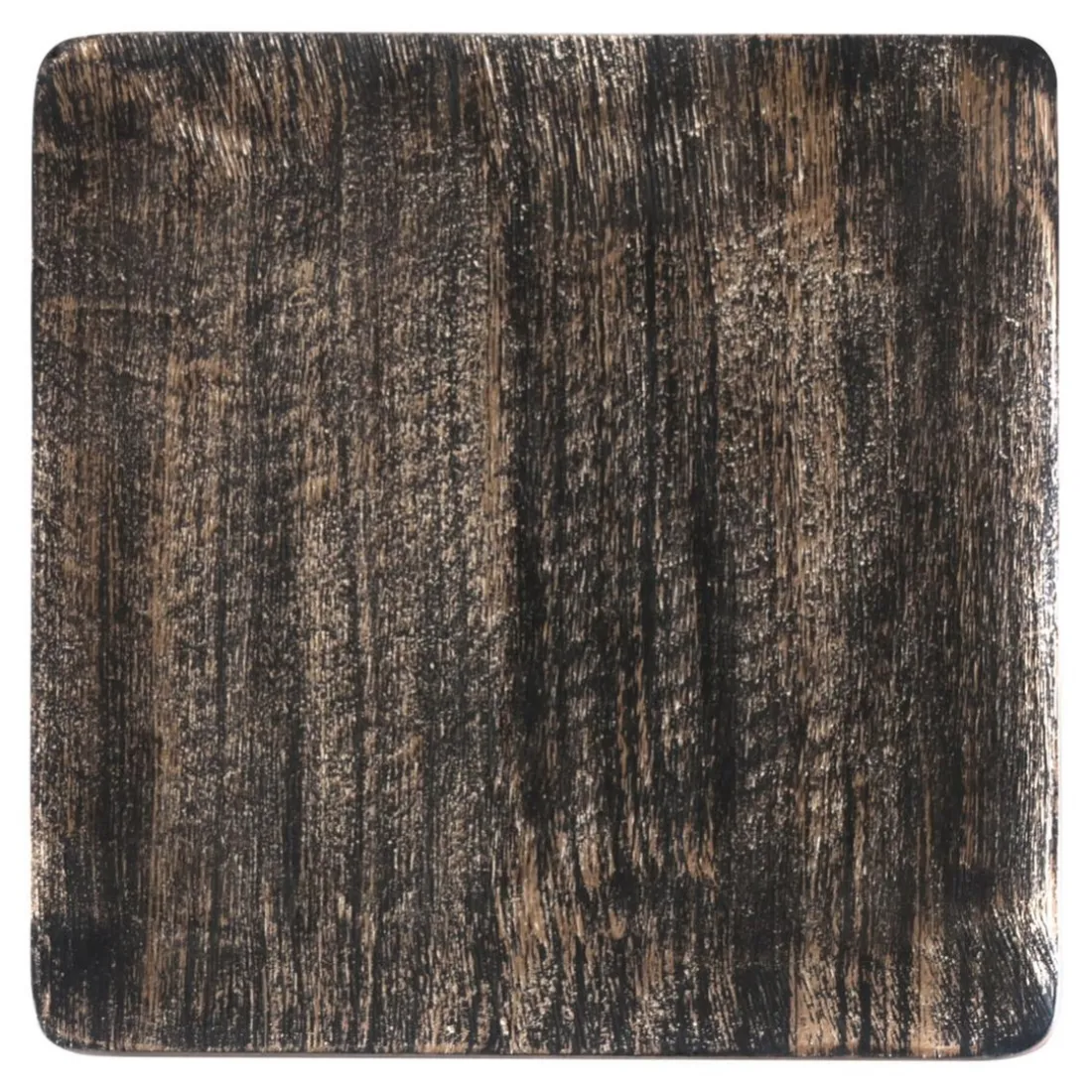 Plat carré décoratif 21 cm bois noir et or