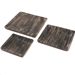 Plat carré décoratif 21 cm bois noir et or