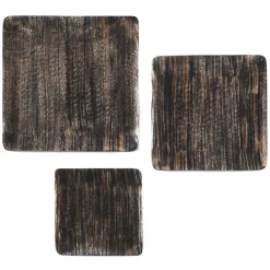 Plat carré décoratif 21 cm bois noir et or