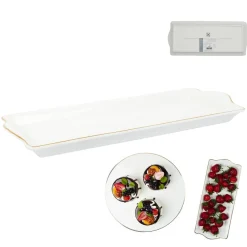 Plat De Service Porcelaine Liseré Doré 34x14cm M12