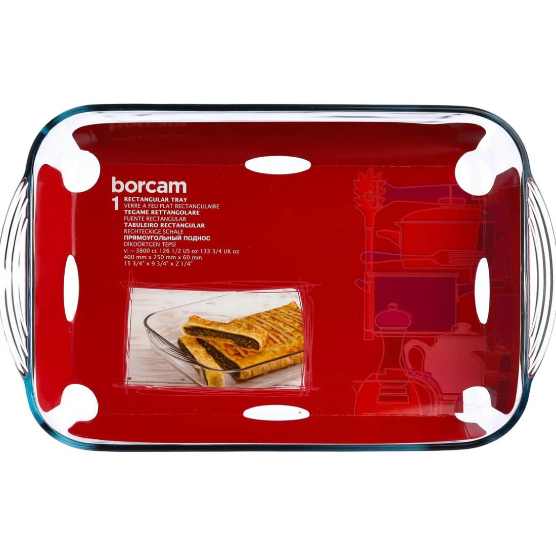 Plat rectangulaire en verre 40x25x6cm