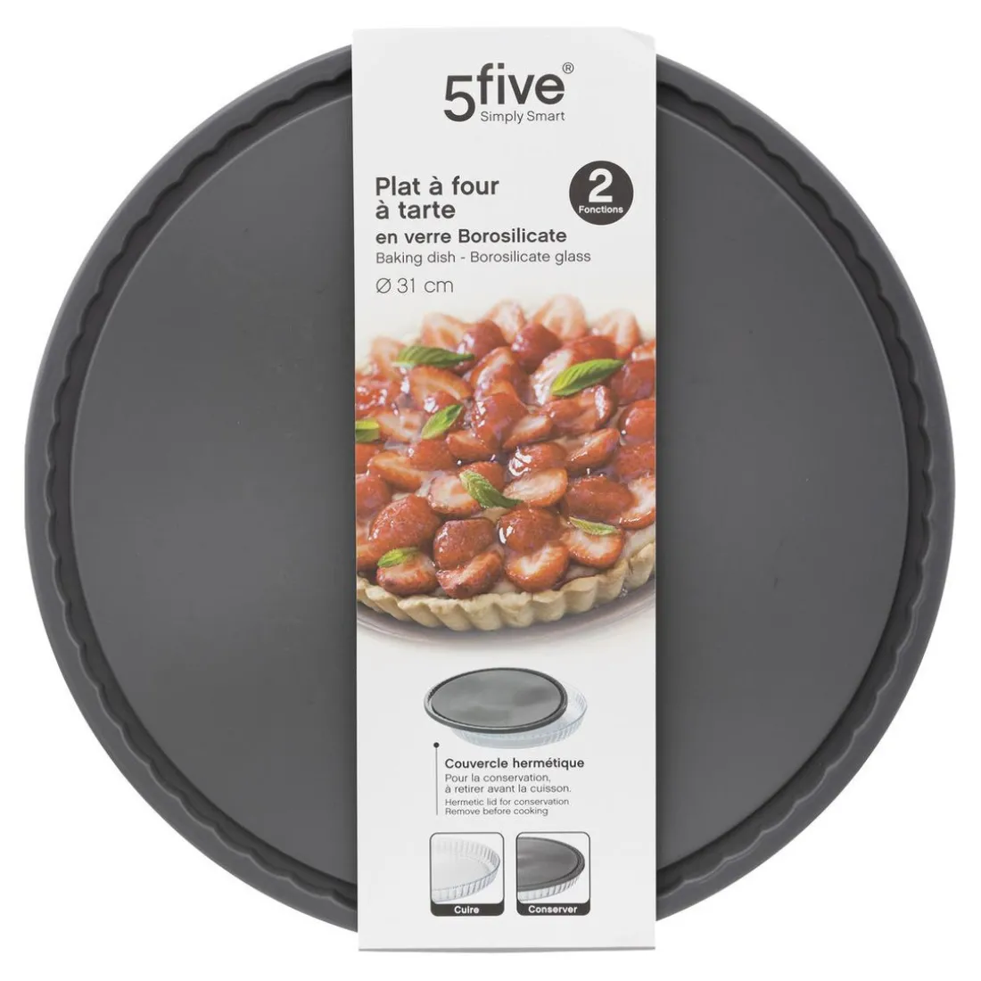 Plat Tarte en Verre et Couvercle 30