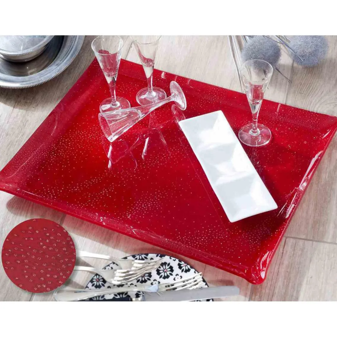 Plateau Rouge Imprimé - ANTHEA