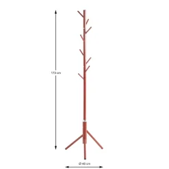 Porte manteau en métal laqué rouge avec 8 crochets de vestiaire