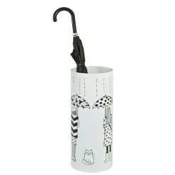 Porte parapluies à motif imprimé en Métal laqué Blanc