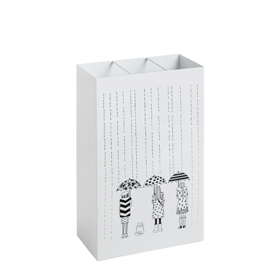 Porte parapluies métal blanc avec egouttoir plastique