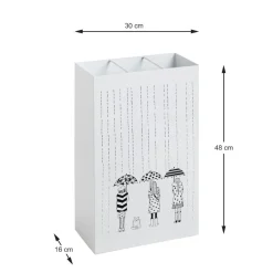 Porte parapluies métal blanc avec egouttoir plastique