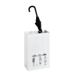 Porte parapluies métal blanc avec egouttoir plastique