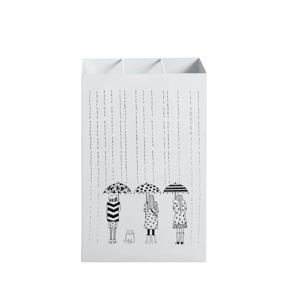 Porte parapluies métal blanc avec egouttoir plastique