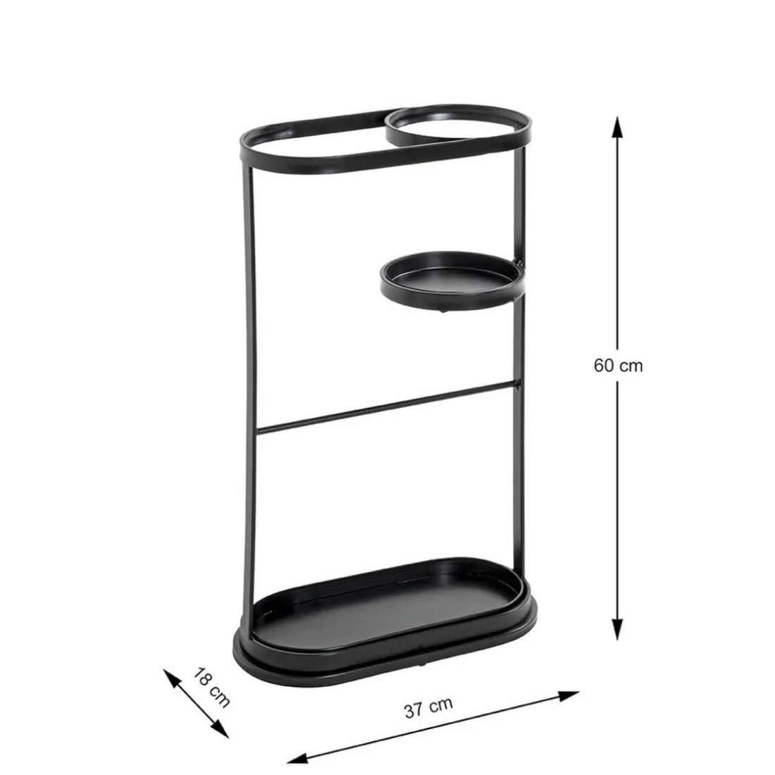 Porte parapluies noir en métal égouttoirs integrés