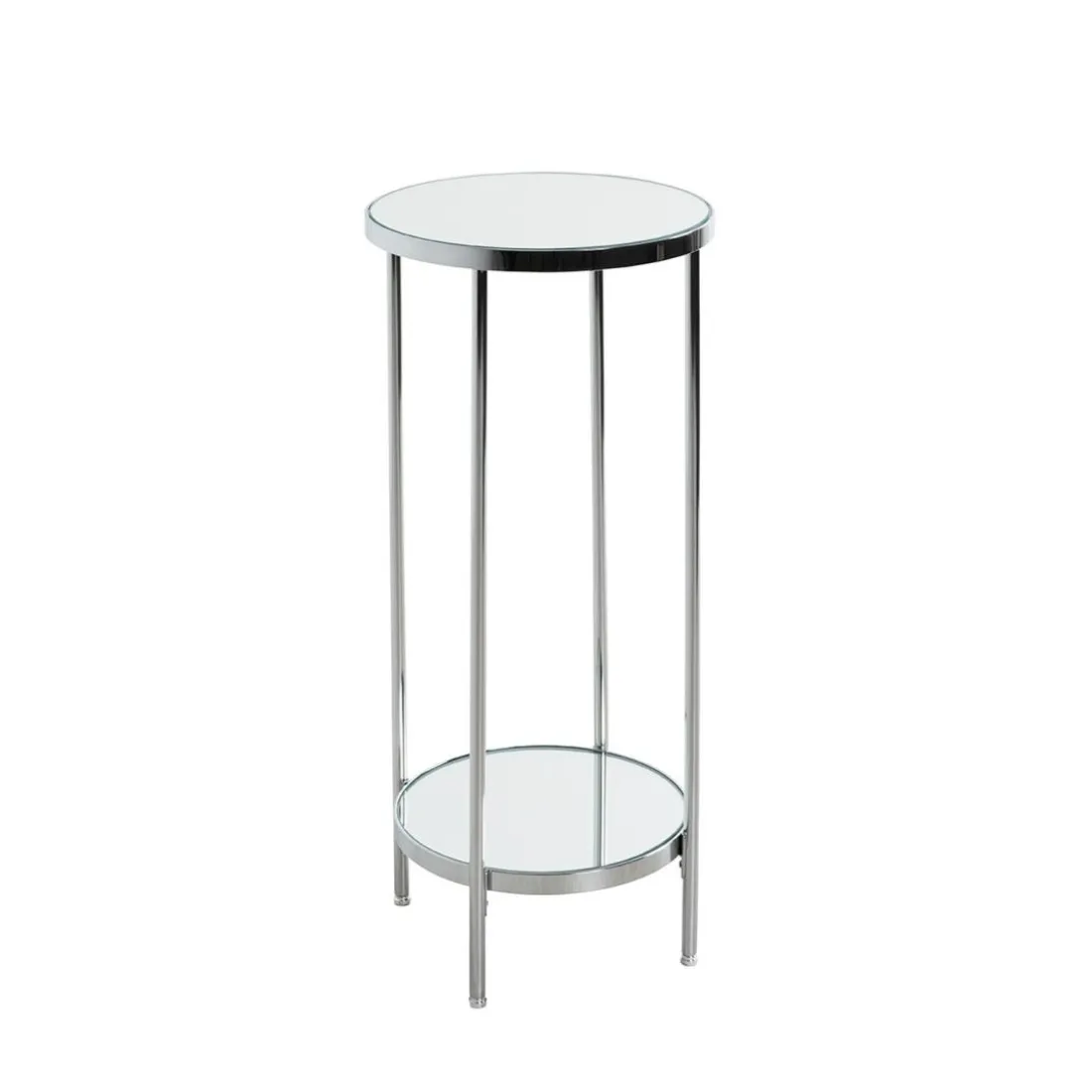 Porte plante en métal chromé et étagères en verre miroir