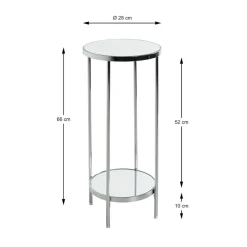 Porte plante en métal chromé et étagères en verre miroir