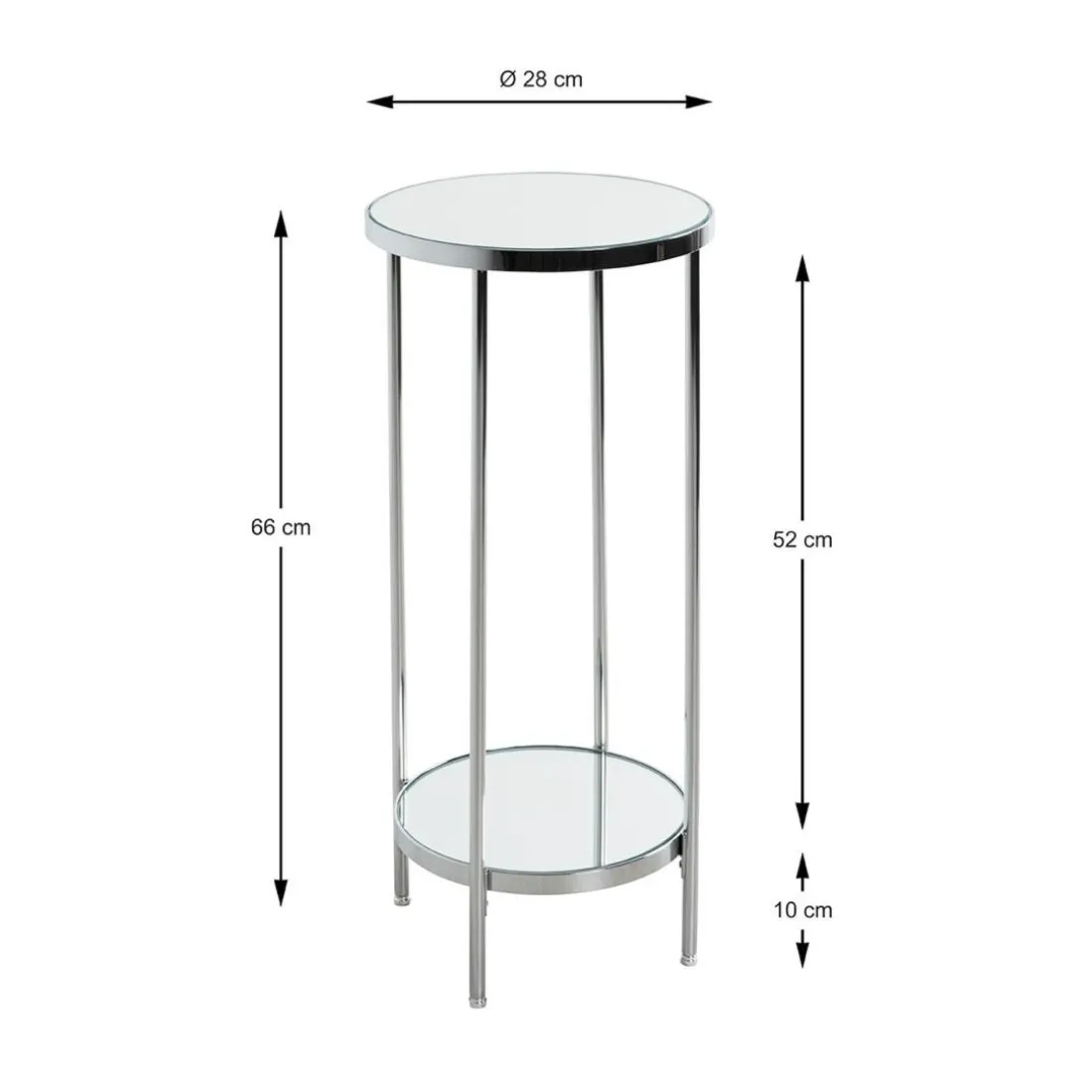 Porte plante en métal chromé et étagères en verre miroir
