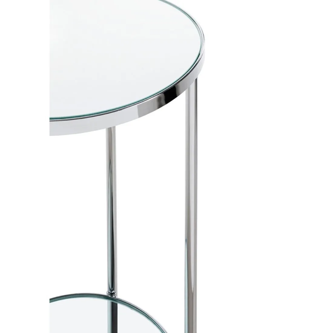 Porte plante en métal chromé et étagères en verre miroir