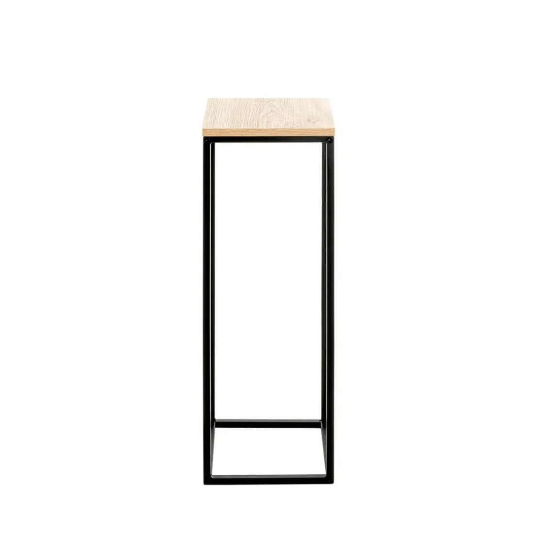 Porte plante en métal noir et plateau décor chêne