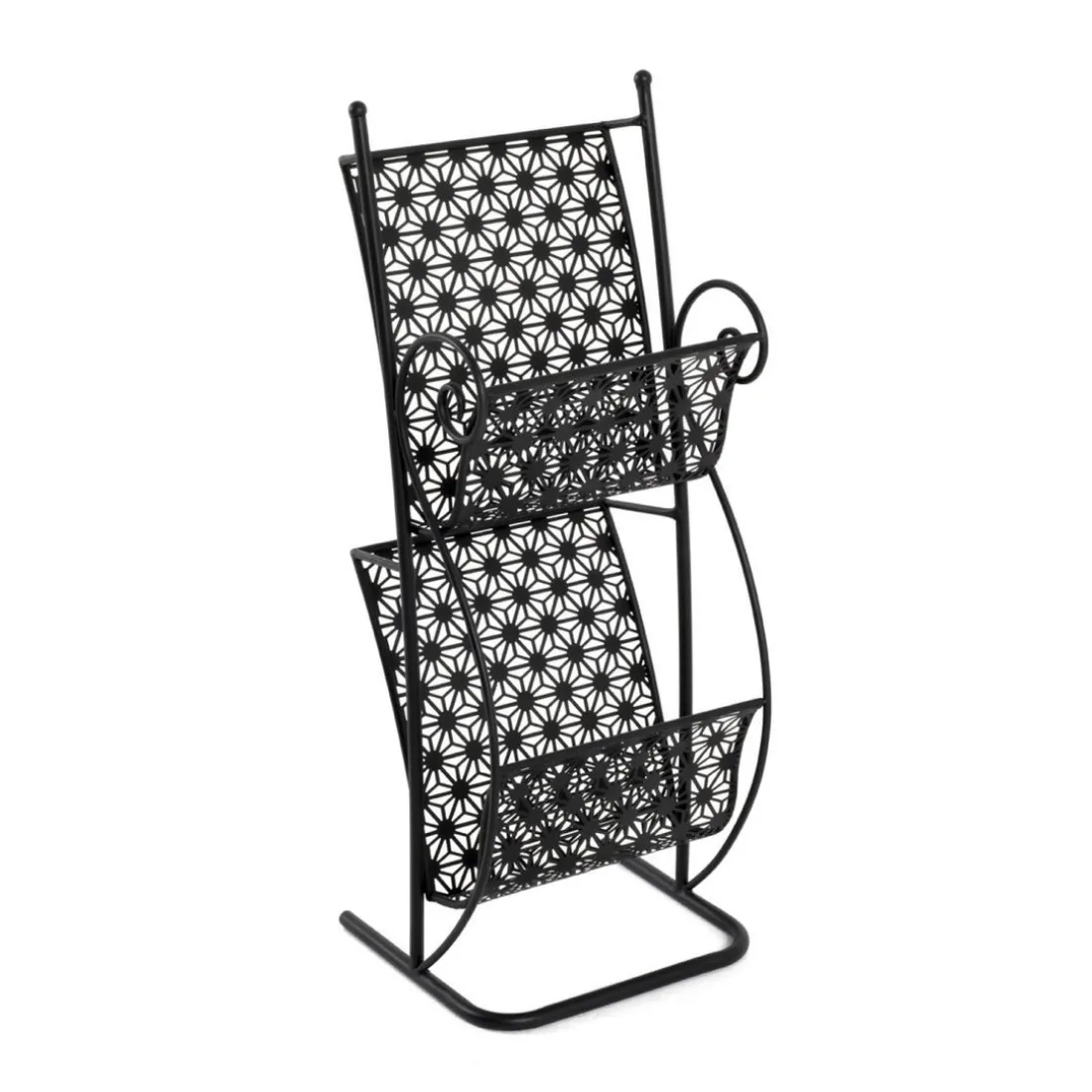 Porte revues avec 2 plateaux en Métal laqué Noir