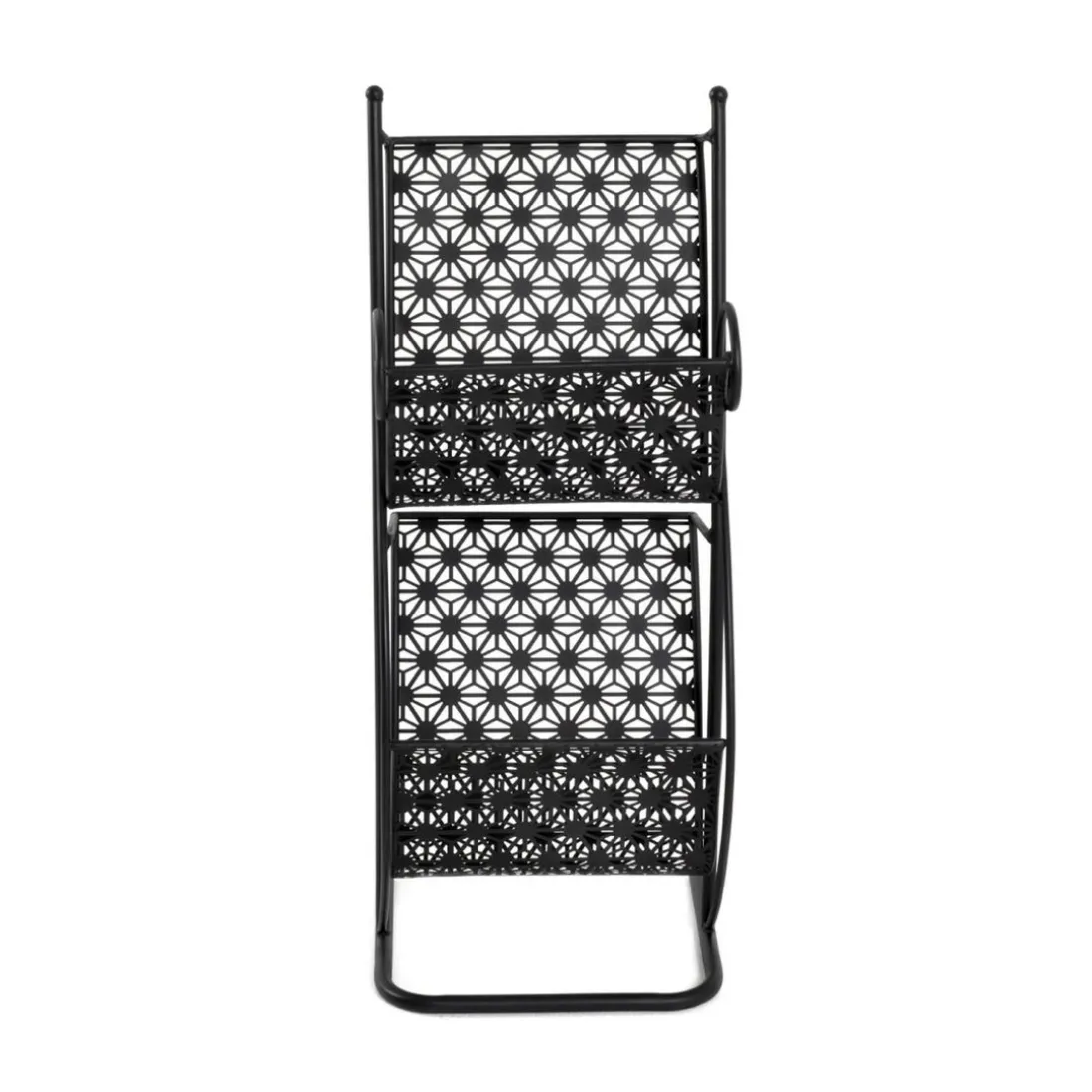 Porte revues avec 2 plateaux en Métal laqué Noir