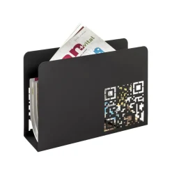 Porte revues avec code QR découpé abstrait en Métal laqué Noir