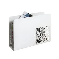 Porte revues avec code QR découpé abstrait en Métal laqué Blanc
