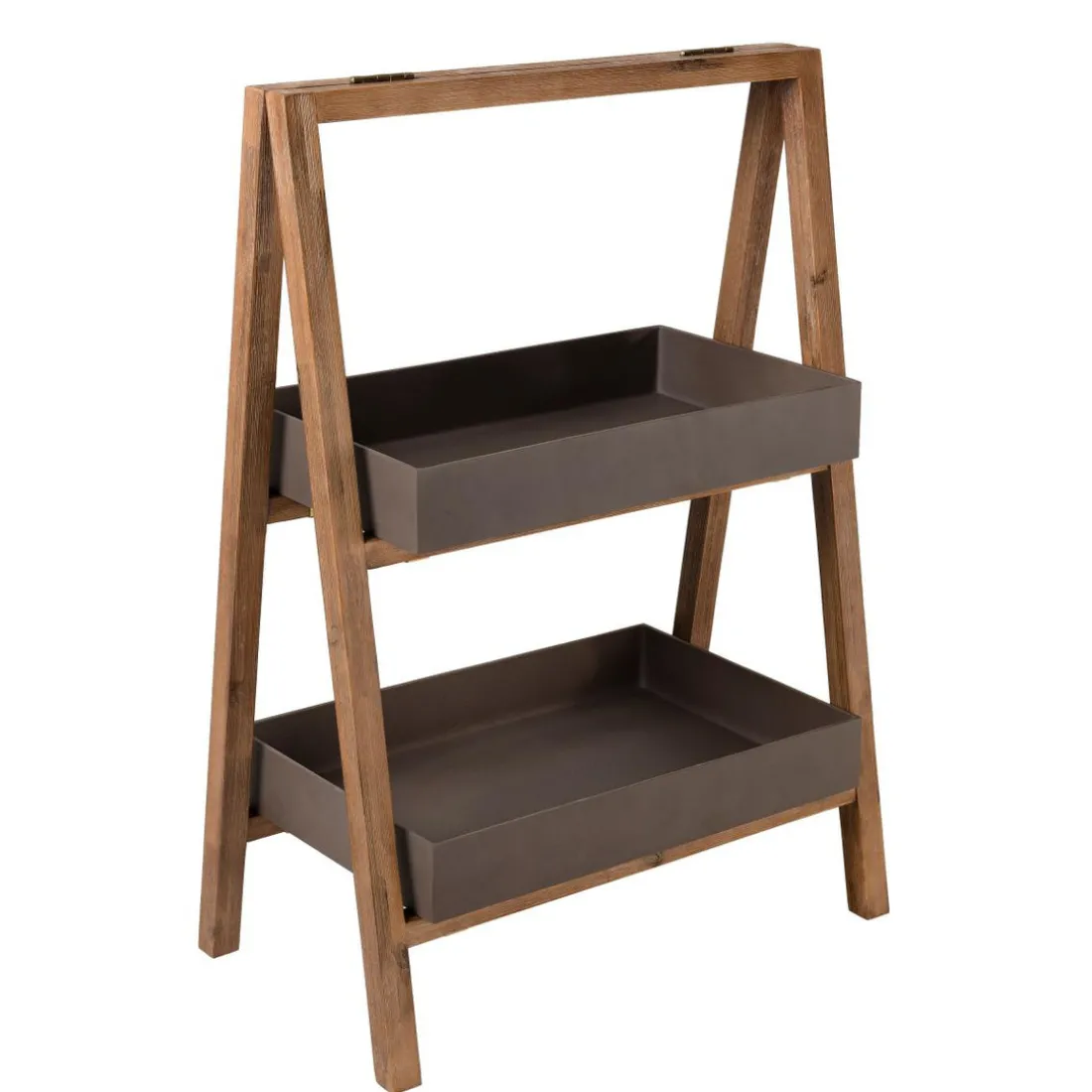 Porte-plantes, étagère en résine, effet Béton et Acacia - PM